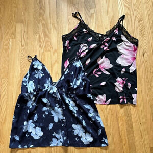 La Vie En Rose Silky Spaghetti Strap Floral Tops